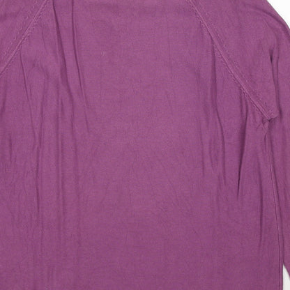 Marks and Spencer Mens Purple V-Neck Cotton Pullover Jumper Size L Long Sleeve