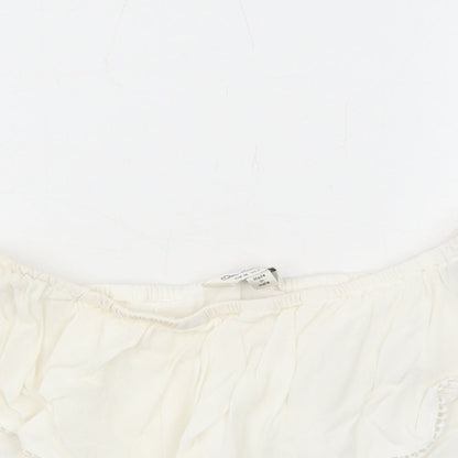 Miss Selfridge Womens White Viscose Cropped Blouse Size 6 Off the Shoulder