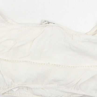 Miss Selfridge Womens White Viscose Cropped Blouse Size 6 Off the Shoulder