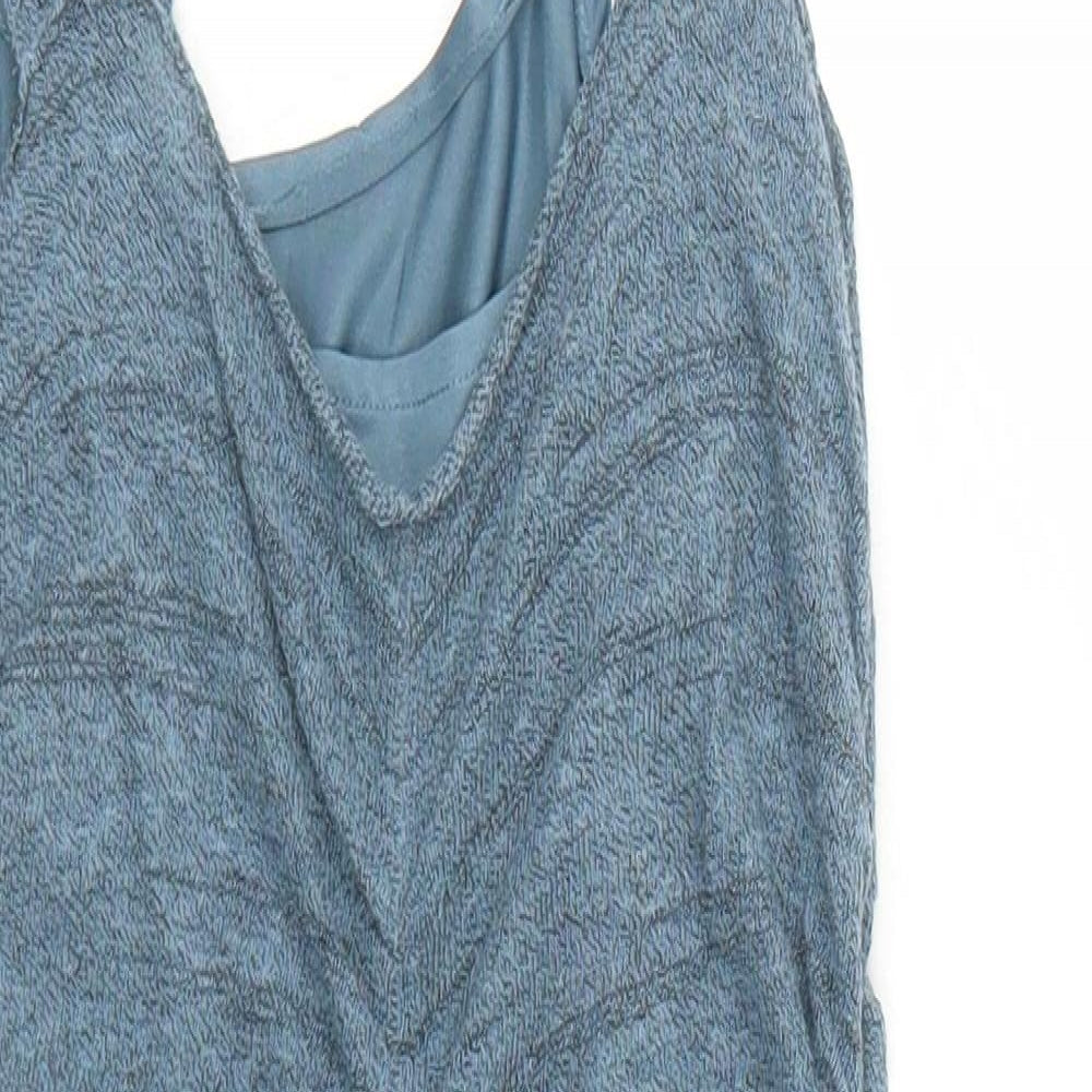 Zara Womens Blue Acrylic Bodycon Size S V-Neck Pullover