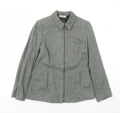 FOSBY Womens Green Herringbone Jacket Size 12 Zip