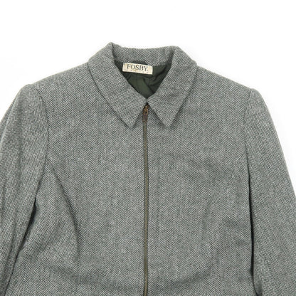 FOSBY Womens Green Herringbone Jacket Size 12 Zip