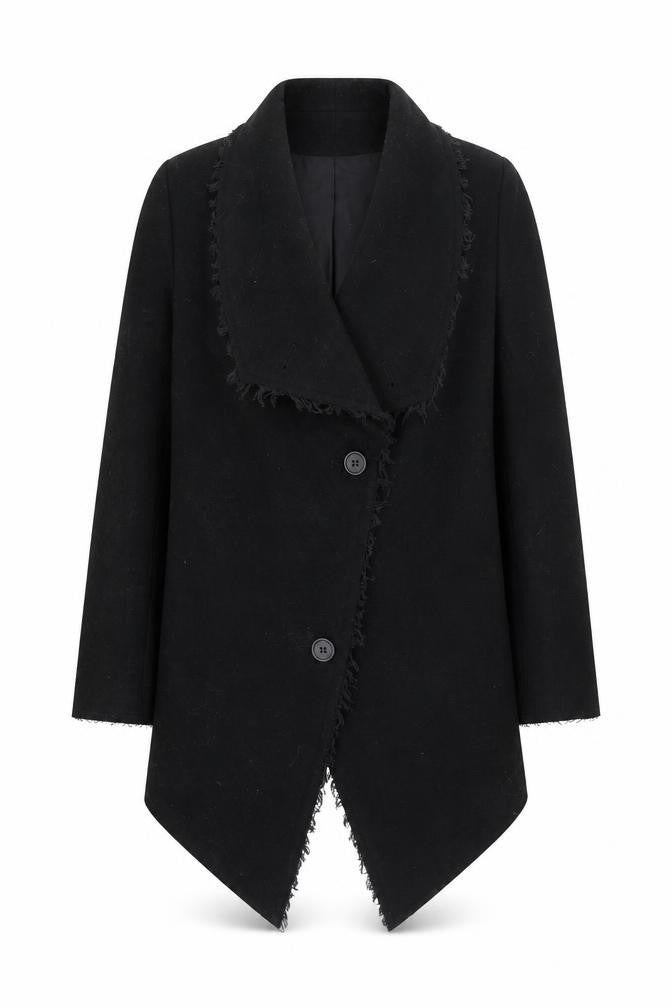 H&M Womens Black Overcoat Coat Size 10 Button