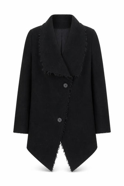 H&M Womens Black Overcoat Coat Size 10 Button