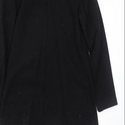 H&M Womens Black Overcoat Coat Size 10 Button