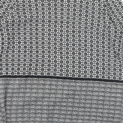 F&F Womens Black V-Neck Geometric Cotton Cardigan Jumper Size 14