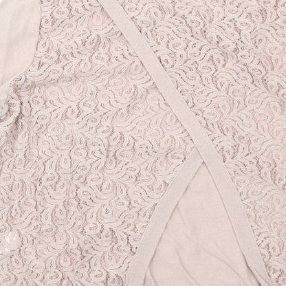 NEXT Womens Pink Round Neck Cotton Pullover Jumper Size 12 - Lace Details on Back