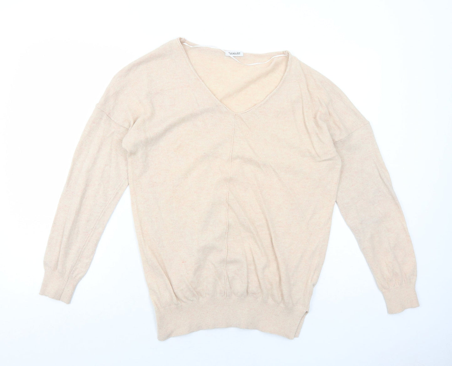 Damart Womens Pink V-Neck Nylon Pullover Jumper Size 10