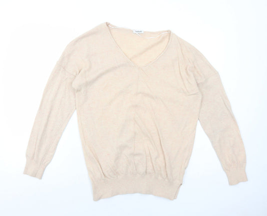 Damart Womens Pink V-Neck Nylon Pullover Jumper Size 10