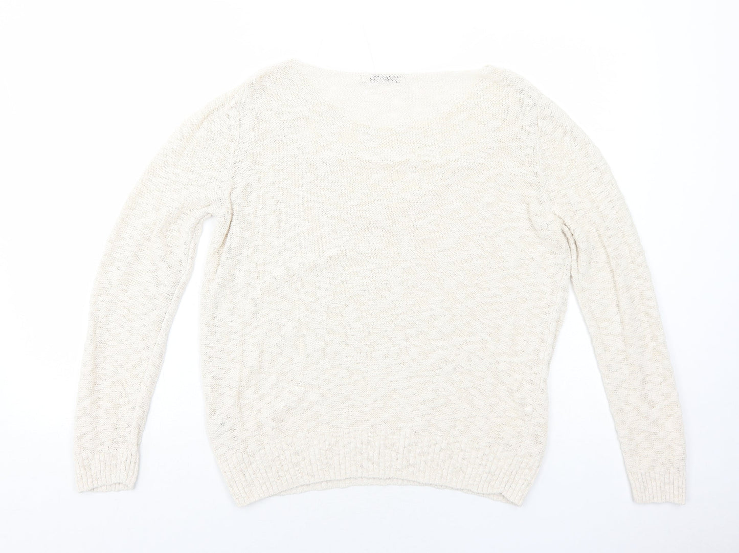 George Womens Ivory Round Neck Cotton Pullover Jumper Size 16 - Lace Details