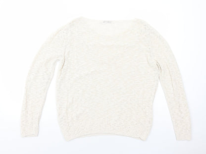 George Womens Ivory Round Neck Cotton Pullover Jumper Size 16 - Lace Details