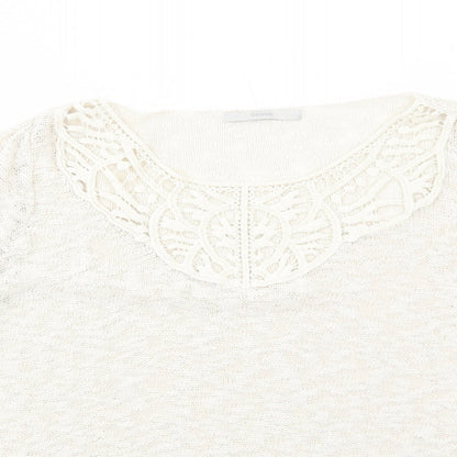 George Womens Ivory Round Neck Cotton Pullover Jumper Size 16 - Lace Details