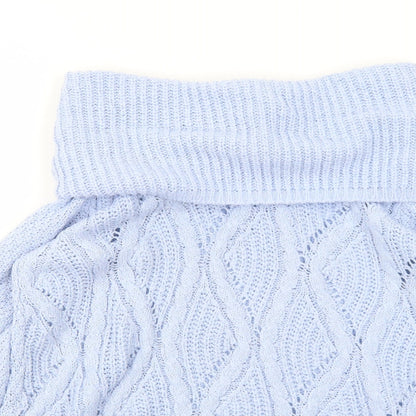 BHS Womens Blue Roll Neck Geometric Acrylic Pullover Jumper Size 12