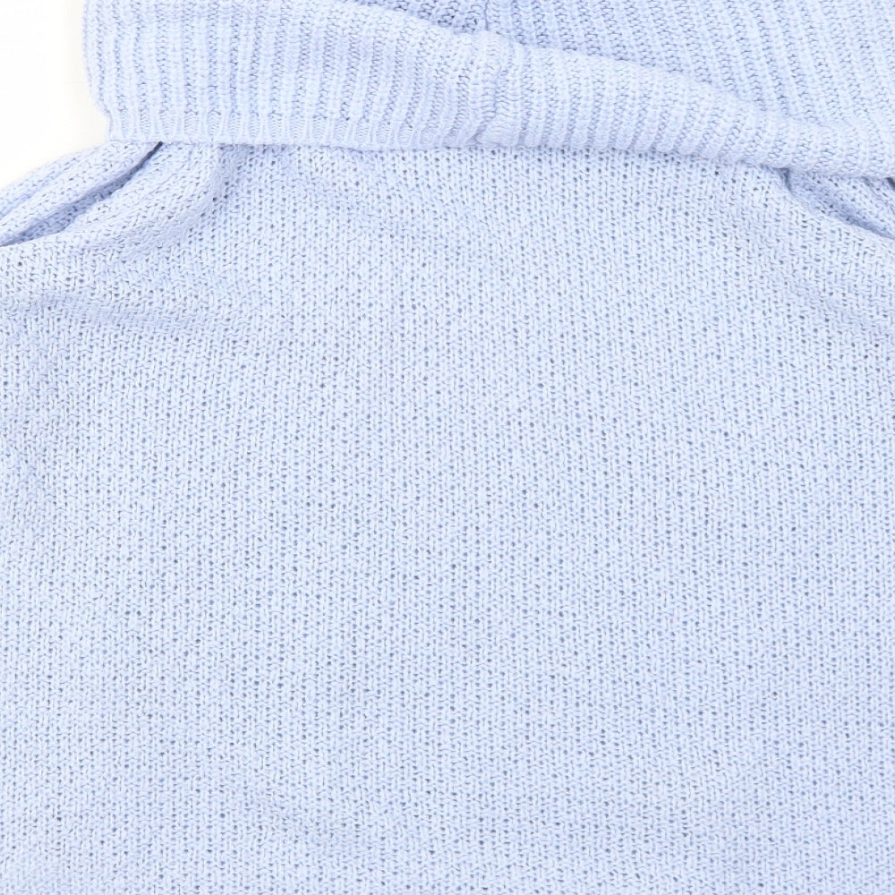 BHS Womens Blue Roll Neck Geometric Acrylic Pullover Jumper Size 12