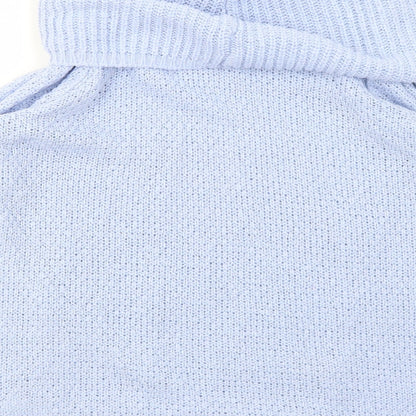 BHS Womens Blue Roll Neck Geometric Acrylic Pullover Jumper Size 12