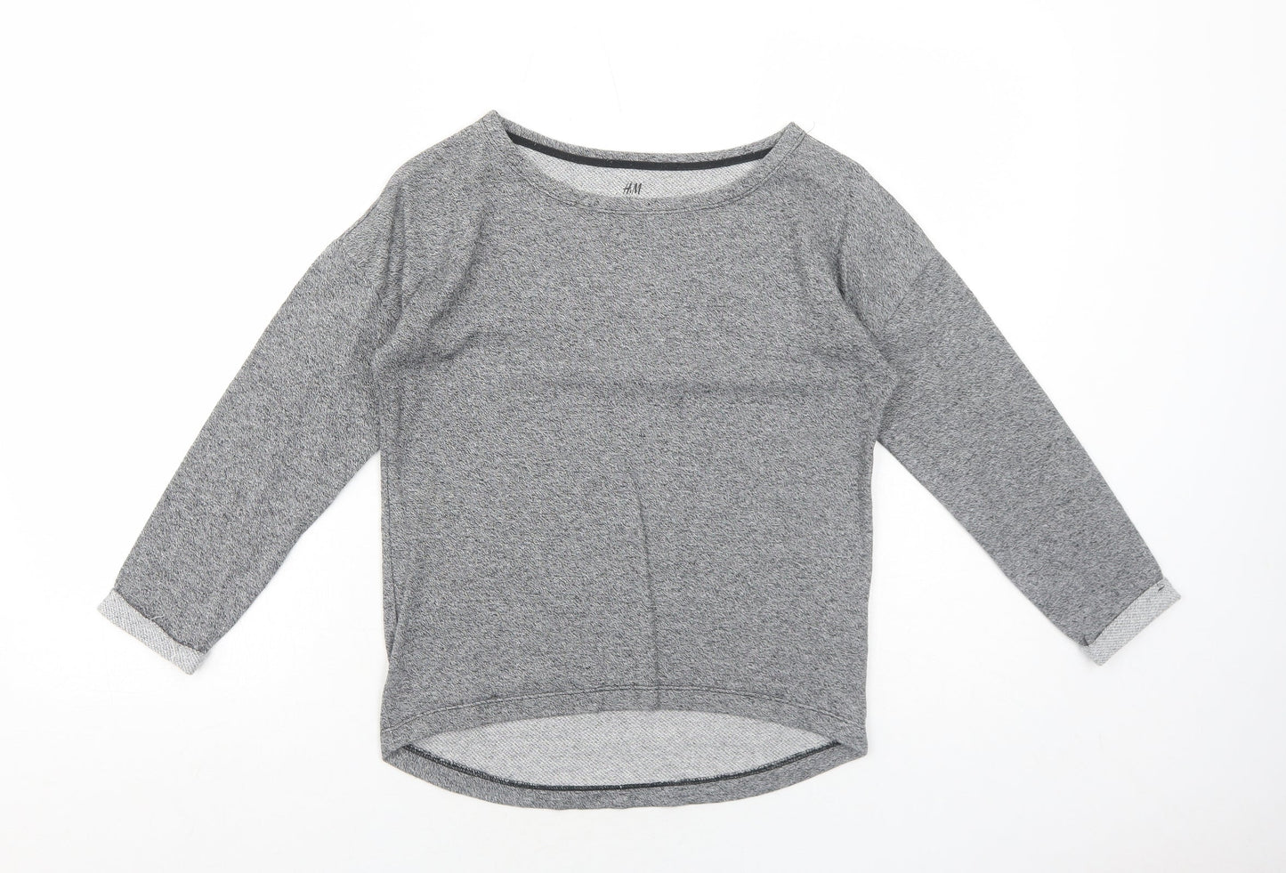 H&M Boys Grey Geometric Cotton Basic T-Shirt Size 10-11 Years Round Neck Pullover