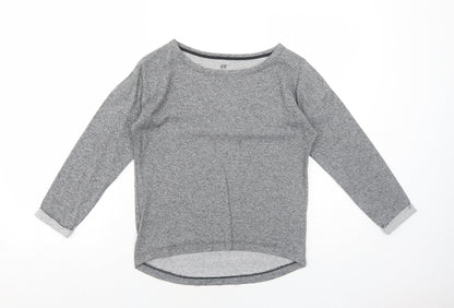 H&M Boys Grey Geometric Cotton Basic T-Shirt Size 10-11 Years Round Neck Pullover