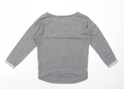 H&M Boys Grey Geometric Cotton Basic T-Shirt Size 10-11 Years Round Neck Pullover