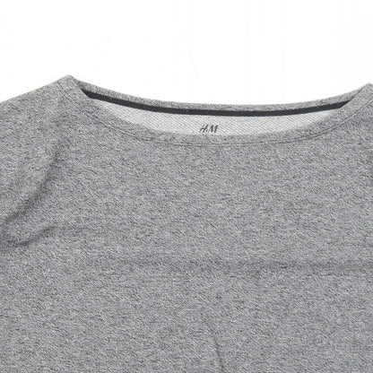 H&M Boys Grey Geometric Cotton Basic T-Shirt Size 10-11 Years Round Neck Pullover