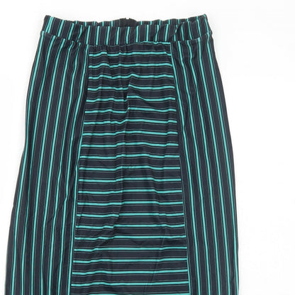 Beauty Angel Womens Green Striped Polyester A-Line Skirt Size 8 Zip
