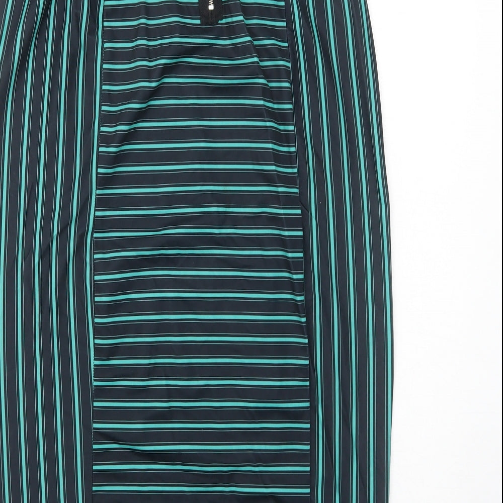 Beauty Angel Womens Green Striped Polyester A-Line Skirt Size 8 Zip