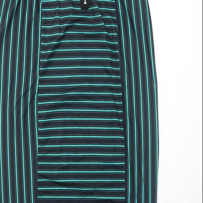 Beauty Angel Womens Green Striped Polyester A-Line Skirt Size 8 Zip