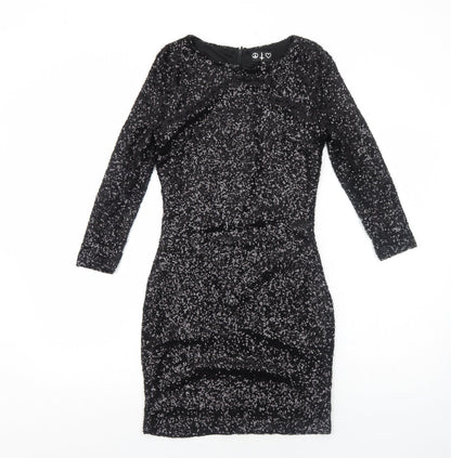 Preworn Womens Black Polyamide Bodycon Size 10 Round Neck Zip