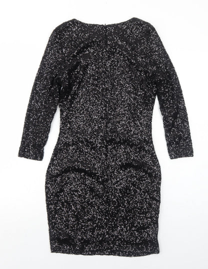 Preworn Womens Black Polyamide Bodycon Size 10 Round Neck Zip
