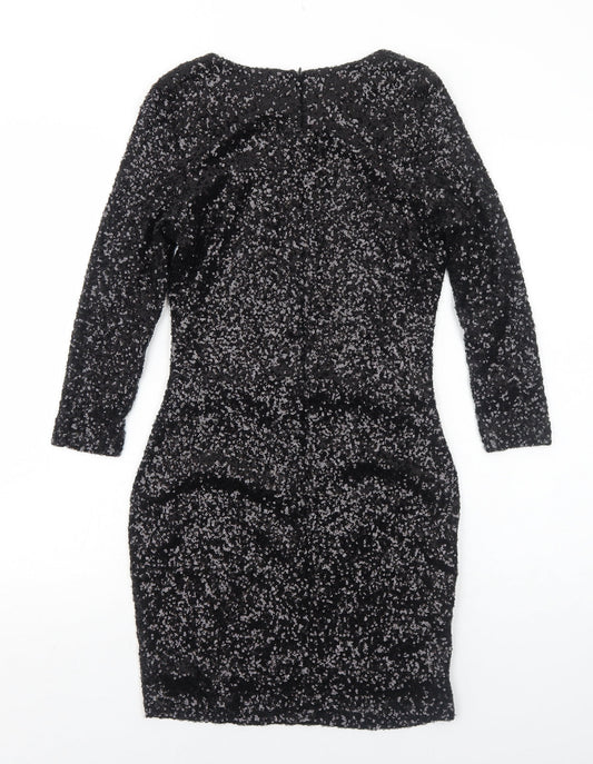 Preworn Womens Black Polyamide Bodycon Size 10 Round Neck Zip