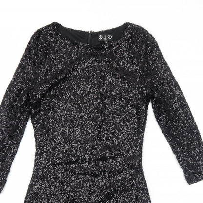 Preworn Womens Black Polyamide Bodycon Size 10 Round Neck Zip
