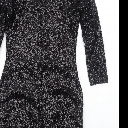 Preworn Womens Black Polyamide Bodycon Size 10 Round Neck Zip