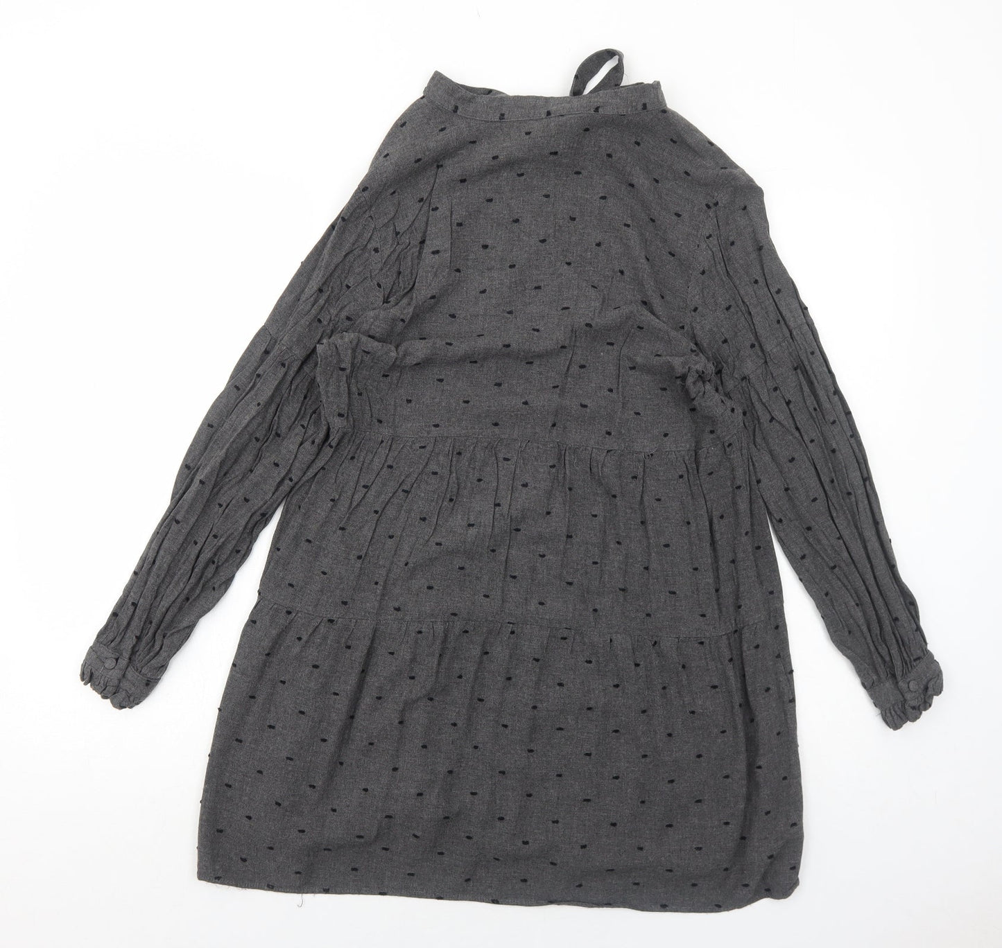 Zara Womens Grey Polka Dot Viscose A-Line Size S V-Neck Pullover