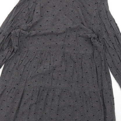 Zara Womens Grey Polka Dot Viscose A-Line Size S V-Neck Pullover