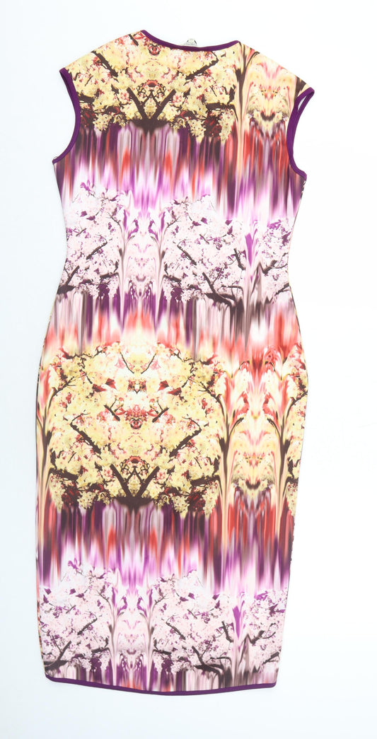 Papaya Womens Multicoloured Geometric Polyester A-Line Size 12 Round Neck Pullover