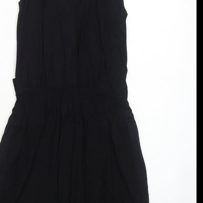 H&M Womens Black Viscose Playsuit One-Piece Size S Pullover - Wrap Front Detail