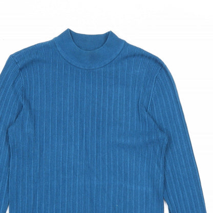 TU Womens Blue Mock Neck Viscose Pullover Jumper Size 10