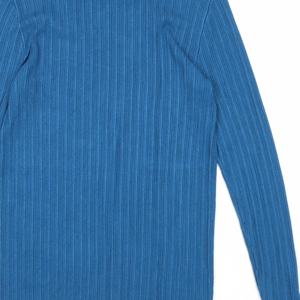 TU Womens Blue Mock Neck Viscose Pullover Jumper Size 10