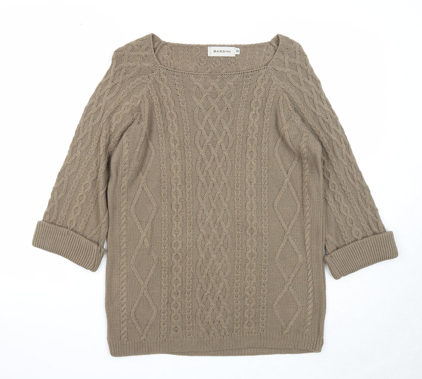 Womens UK Size M BASSINI Brown Pullover Jumper