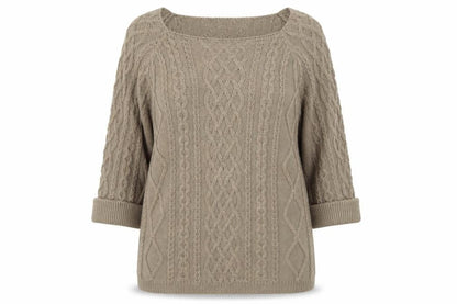 Bassini Womens Brown Square Neck Geometric Acrylic Pullover Jumper Size M