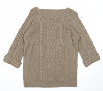 Womens UK Size M BASSINI Brown Pullover Jumper