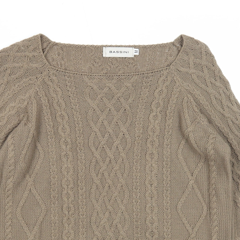 Womens UK Size M BASSINI Brown Pullover Jumper