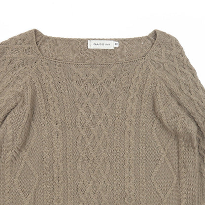 Womens UK Size M BASSINI Brown Pullover Jumper