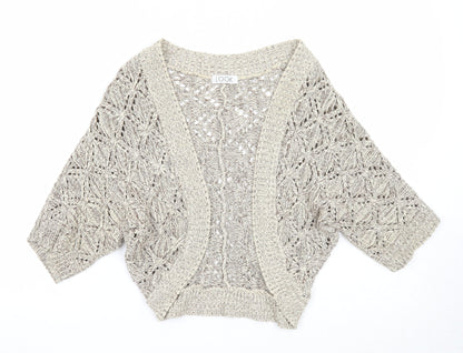 Look Womens Beige V-Neck Cotton Cardigan Jumper Size 12