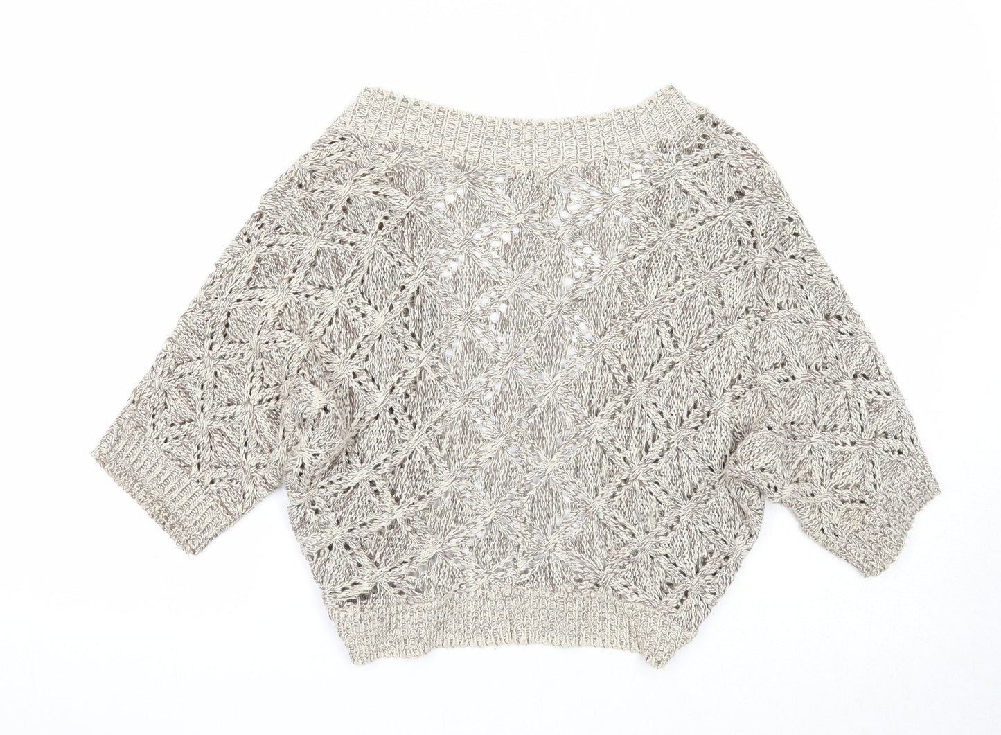 Look Womens Beige V-Neck Cotton Cardigan Jumper Size 12