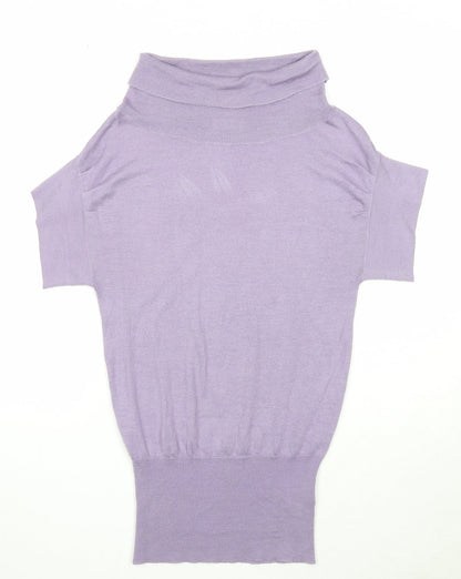 Look Womens Purple Cowl Neck Acrylic Pullover Jumper Size 8