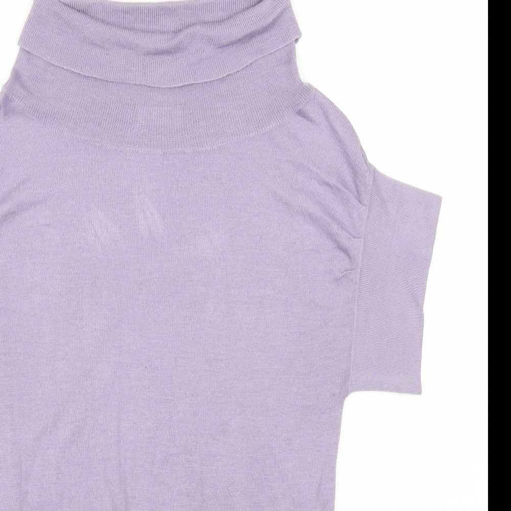 Look Womens Purple Cowl Neck Acrylic Pullover Jumper Size 8