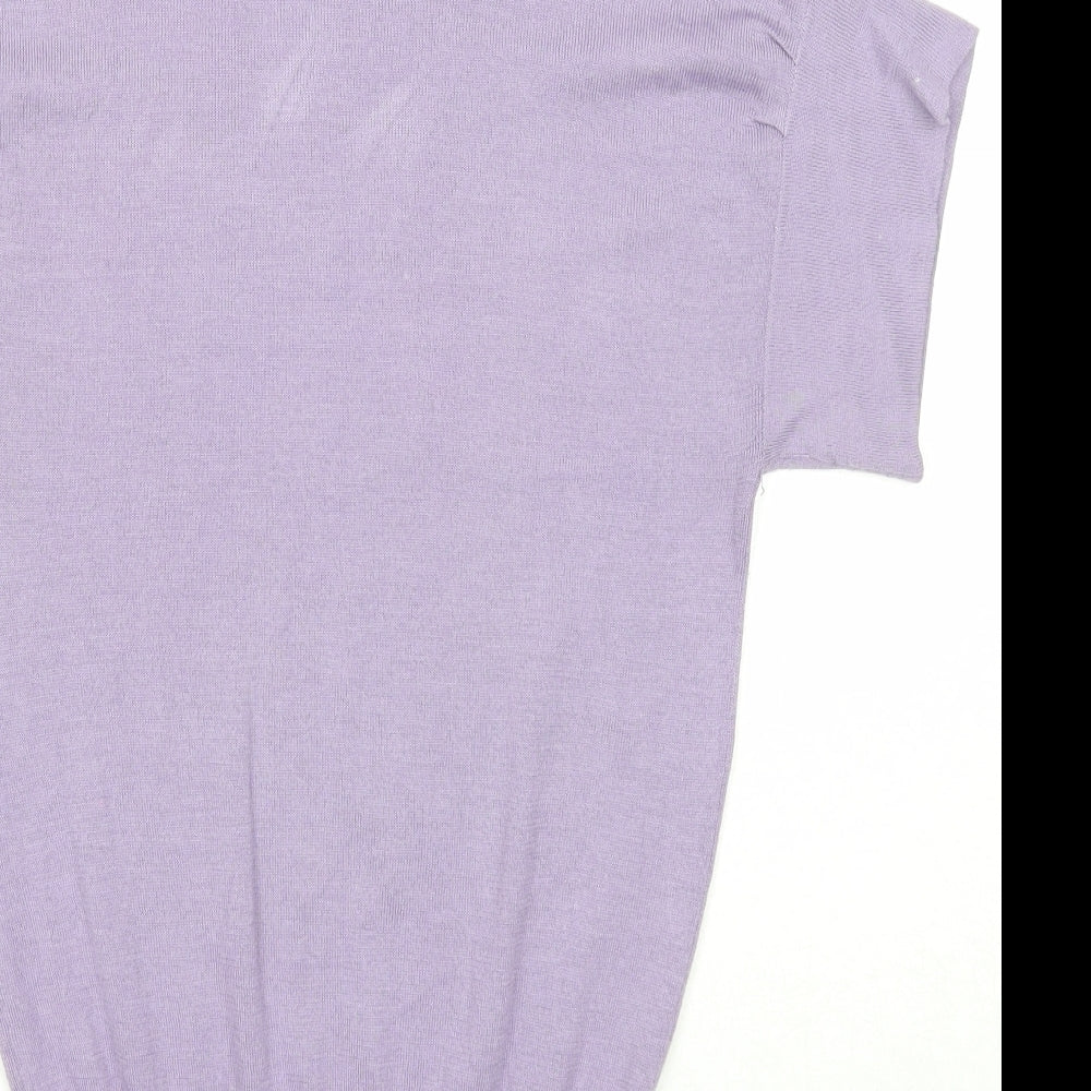 Look Womens Purple Cowl Neck Acrylic Pullover Jumper Size 8