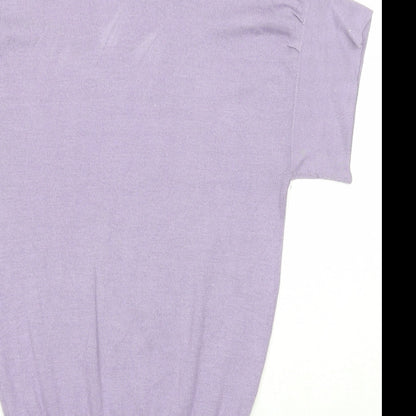 Look Womens Purple Cowl Neck Acrylic Pullover Jumper Size 8