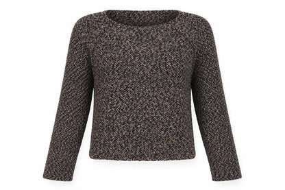 BSB Womens Brown Round Neck Geometric Cotton Pullover Jumper Size M - Open Back