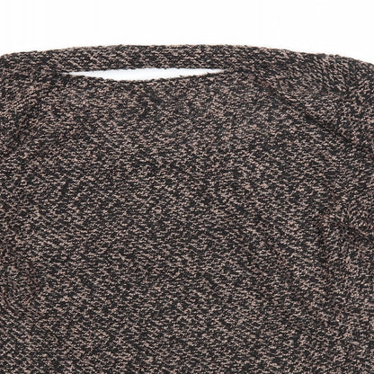 BSB Womens Brown Round Neck Geometric Cotton Pullover Jumper Size M - Open Back